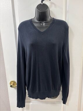 Banana Republic Silk Cotton Cashmere Dark Navy V-Neck Long Sleeve Sweater S